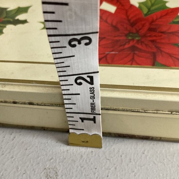 Vintage Red Poinsettia Flowers Litho Metal Tin - Picture 10 of 10